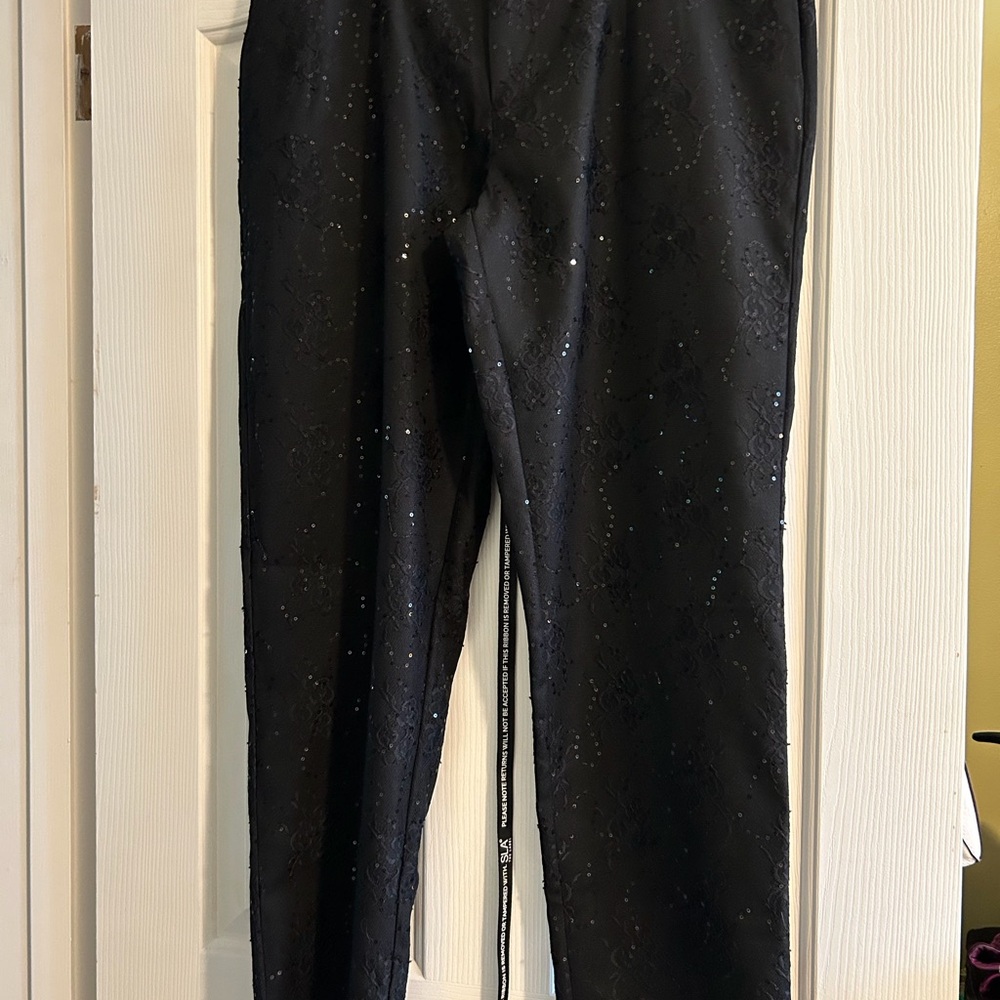 Black Sequin-Embellished Women’s Trousers